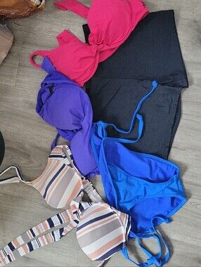 Liz Claiborne Pink, Purple, Blue & Striped Women’s Bikini Tops and Bottoms